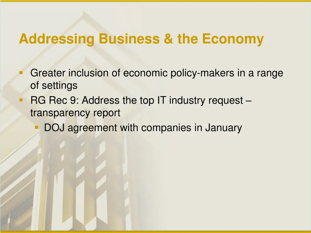 addressing business the economy