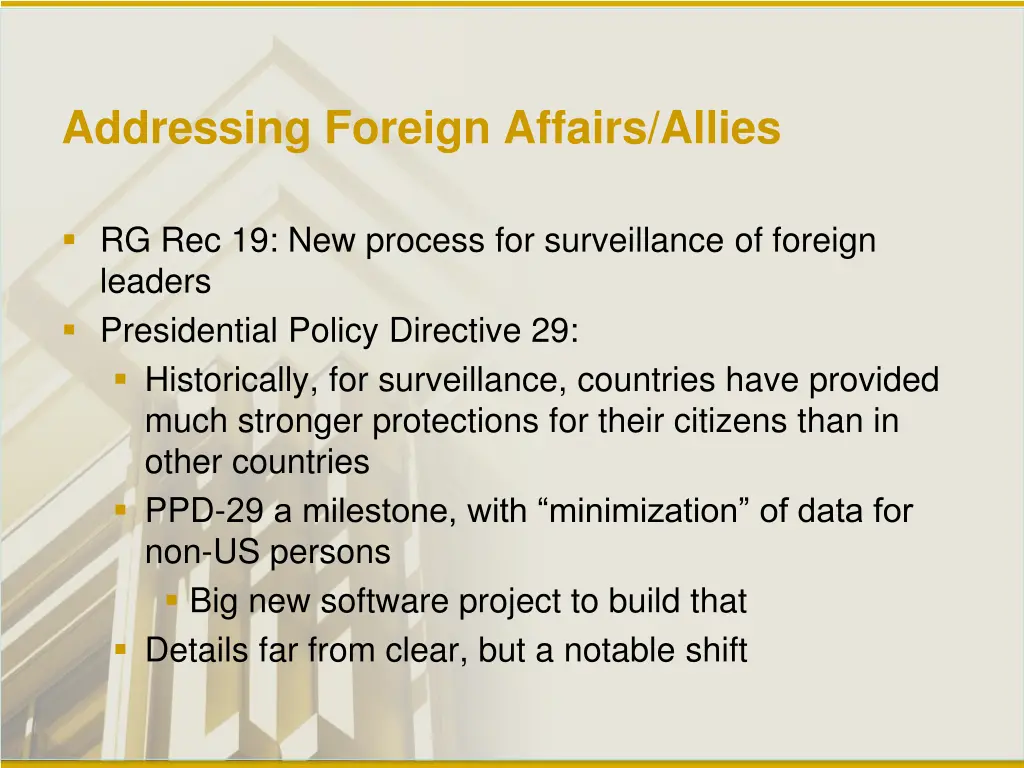 addressing foreign affairs allies