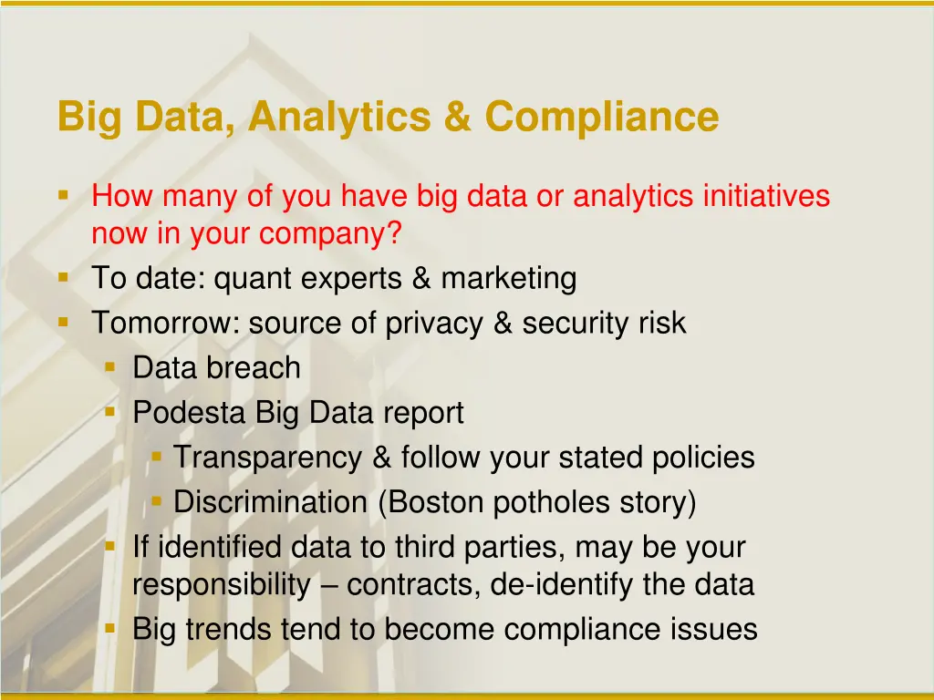 big data analytics compliance