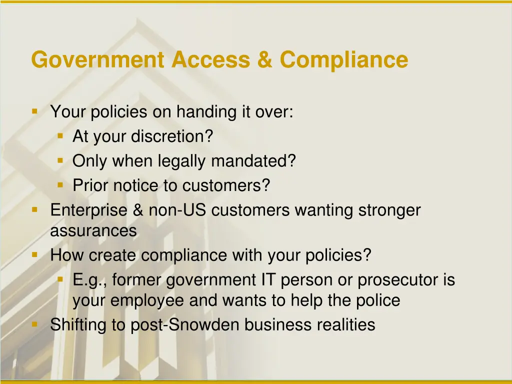 government access compliance