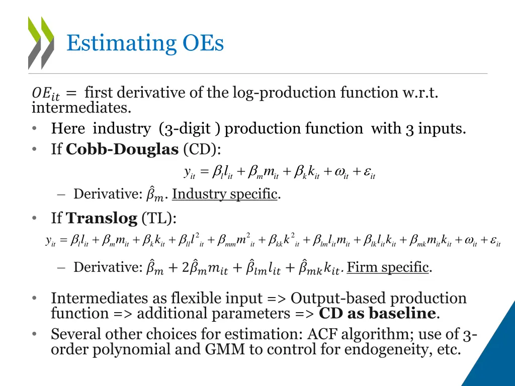 estimating oes