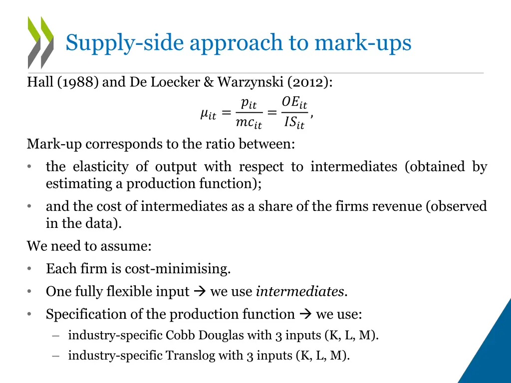 supply side approach to mark ups