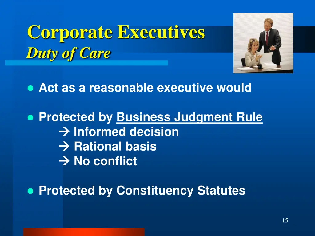 corporate executives duty of care