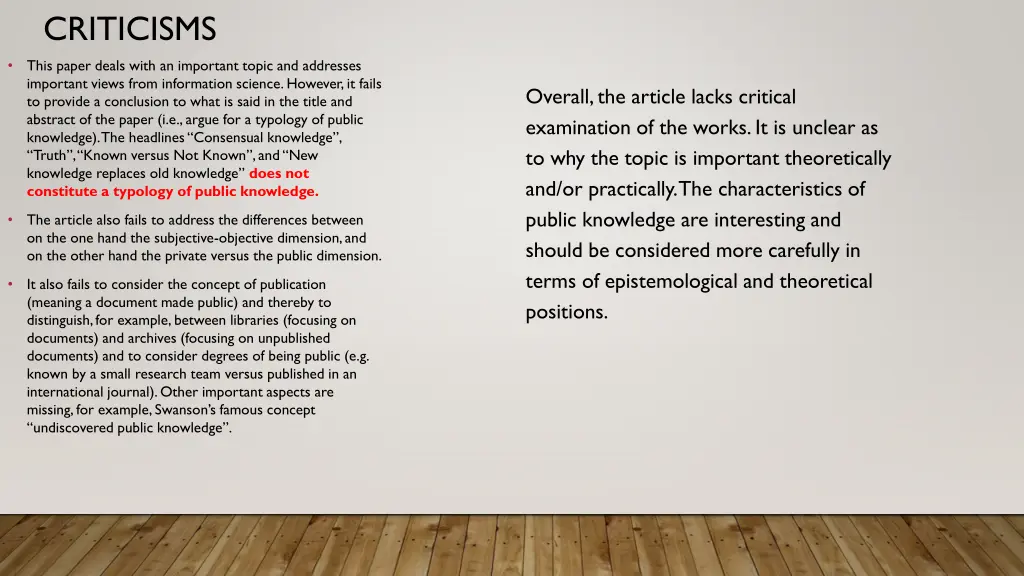 criticisms