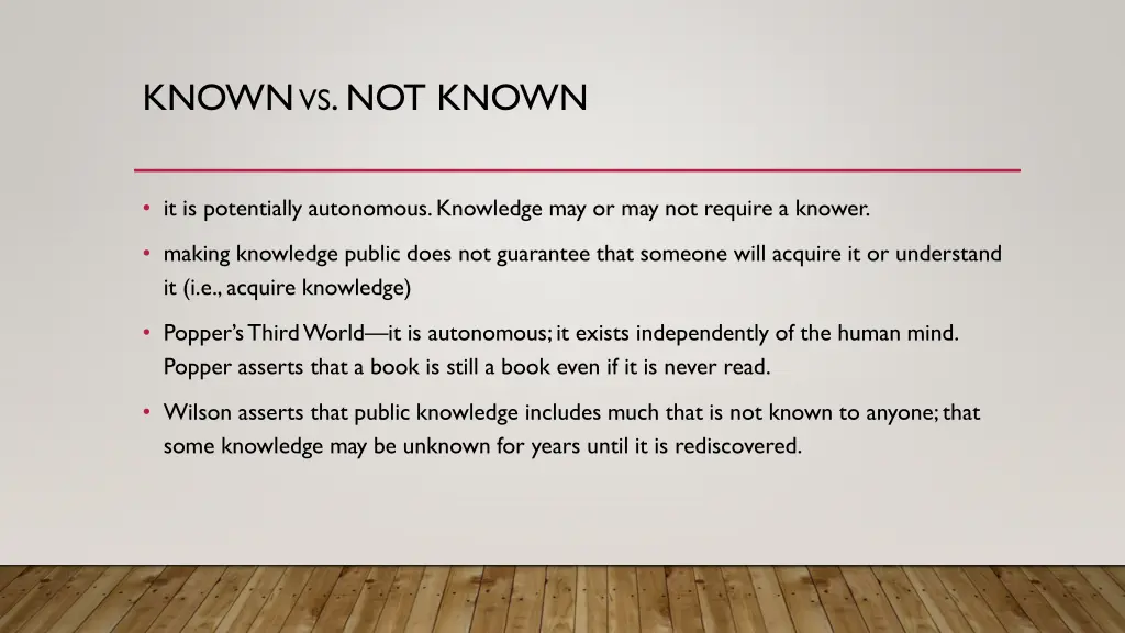 known vs not known