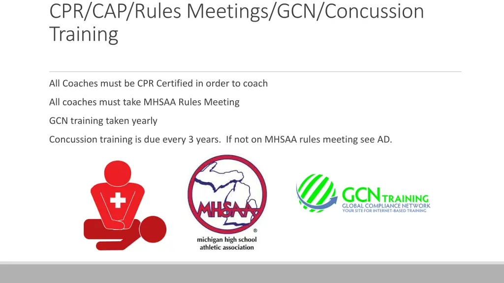 cpr cap rules meetings gcn concussion training