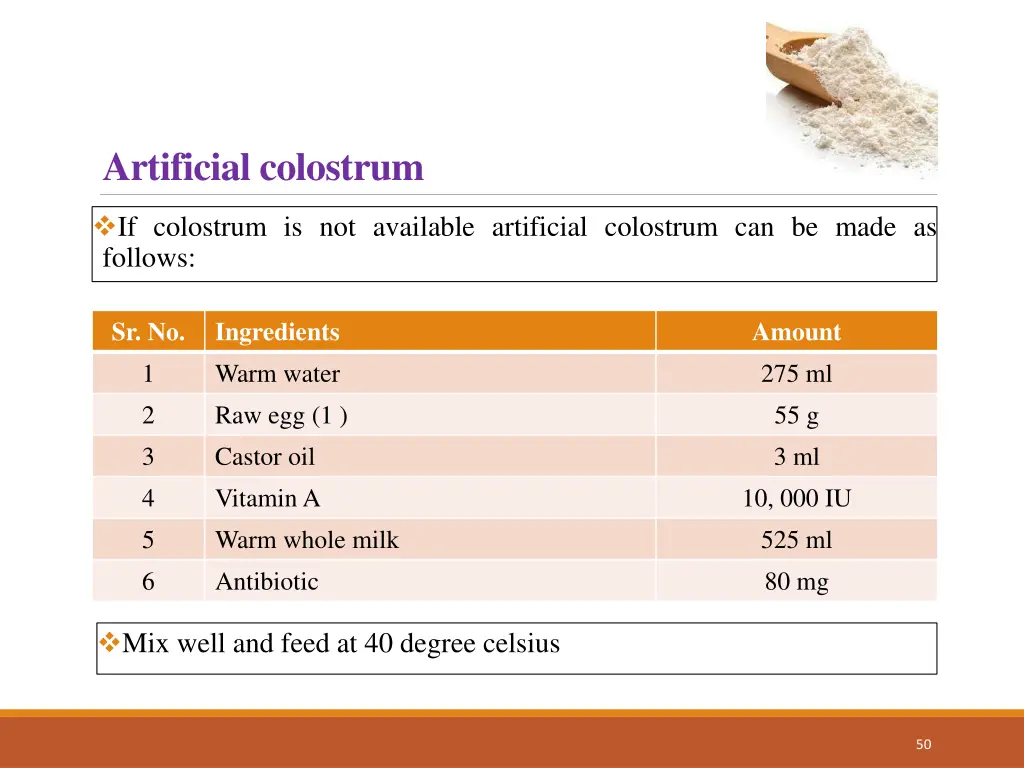 artificial colostrum