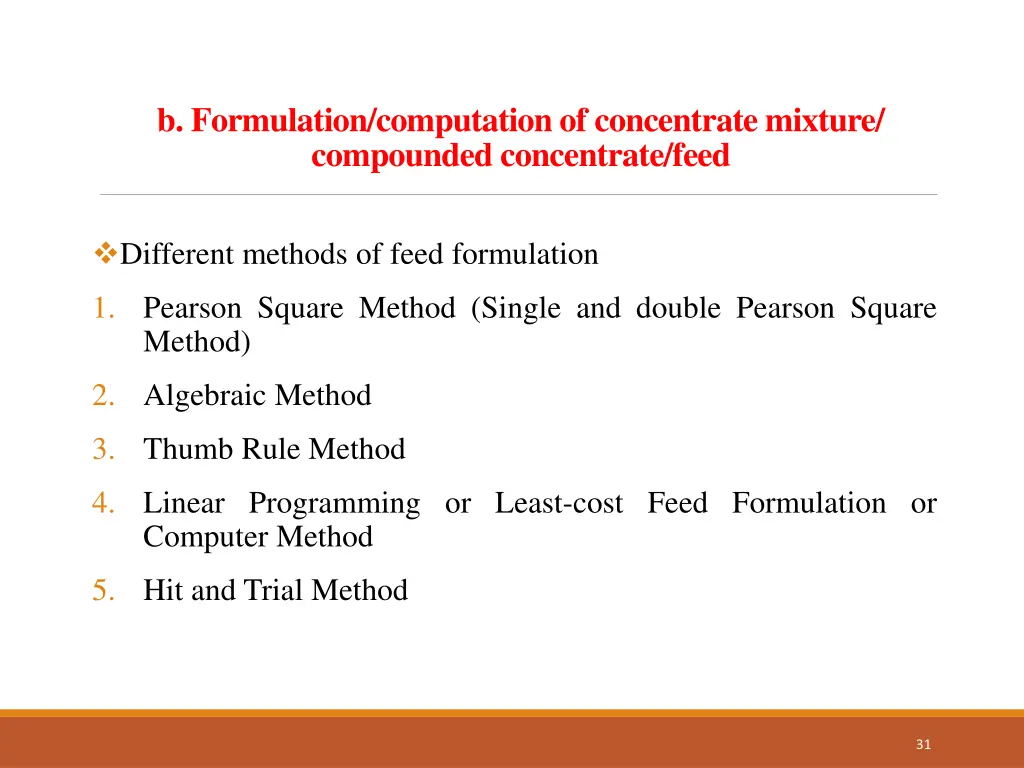 b formulation computation of concentrate mixture