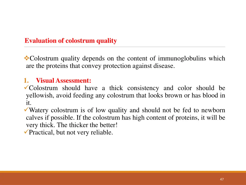 evaluation of colostrum quality