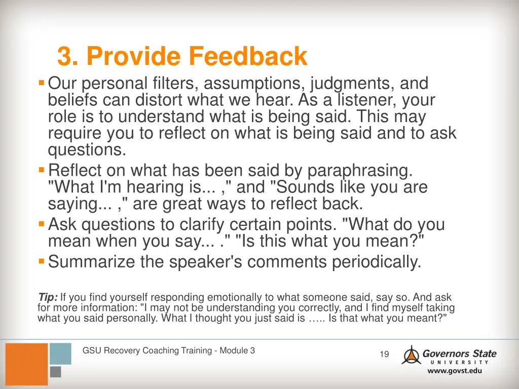 3 provide feedback our personal filters