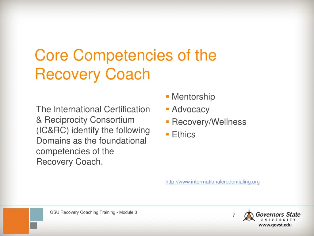 core competencies of the recovery coach