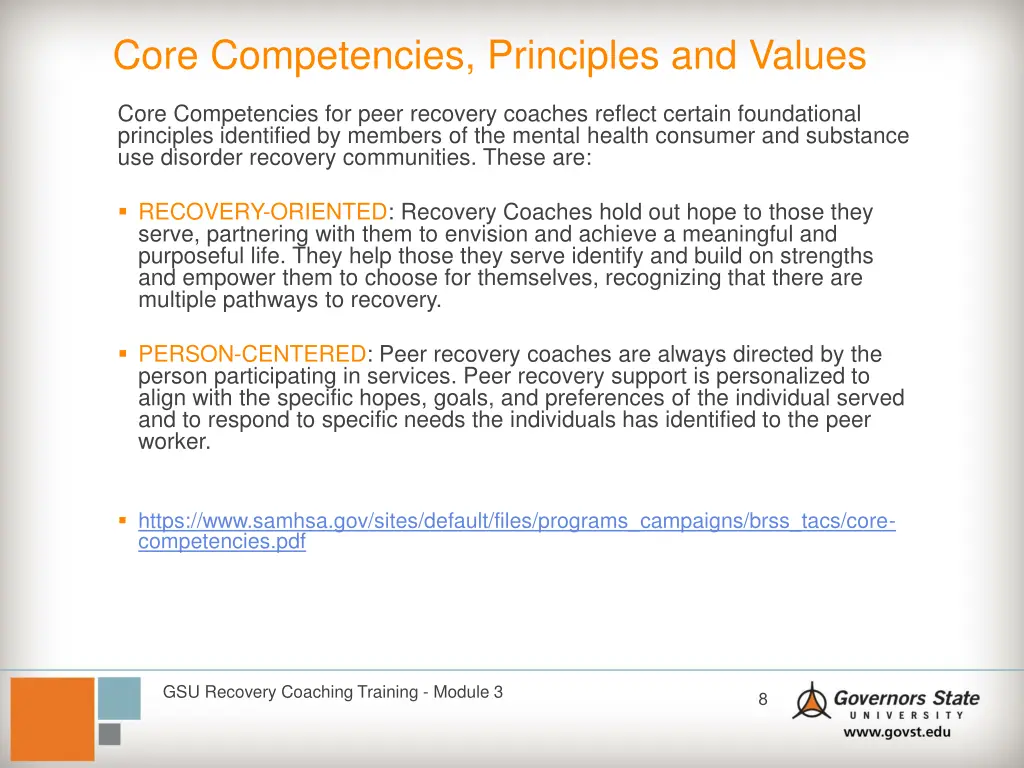 core competencies principles and values