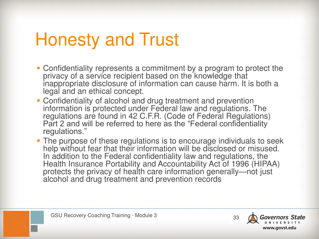 honesty and trust