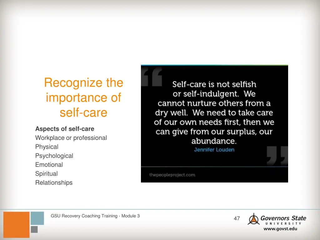 recognize the importance of self care 1
