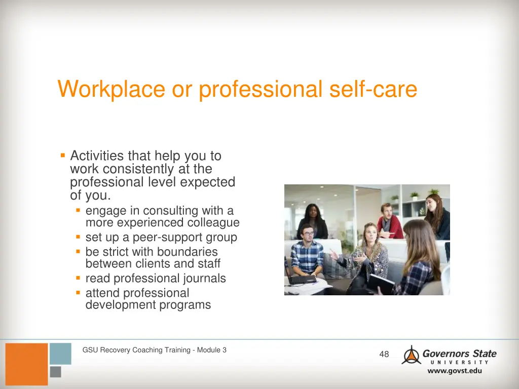 workplace or professional self care