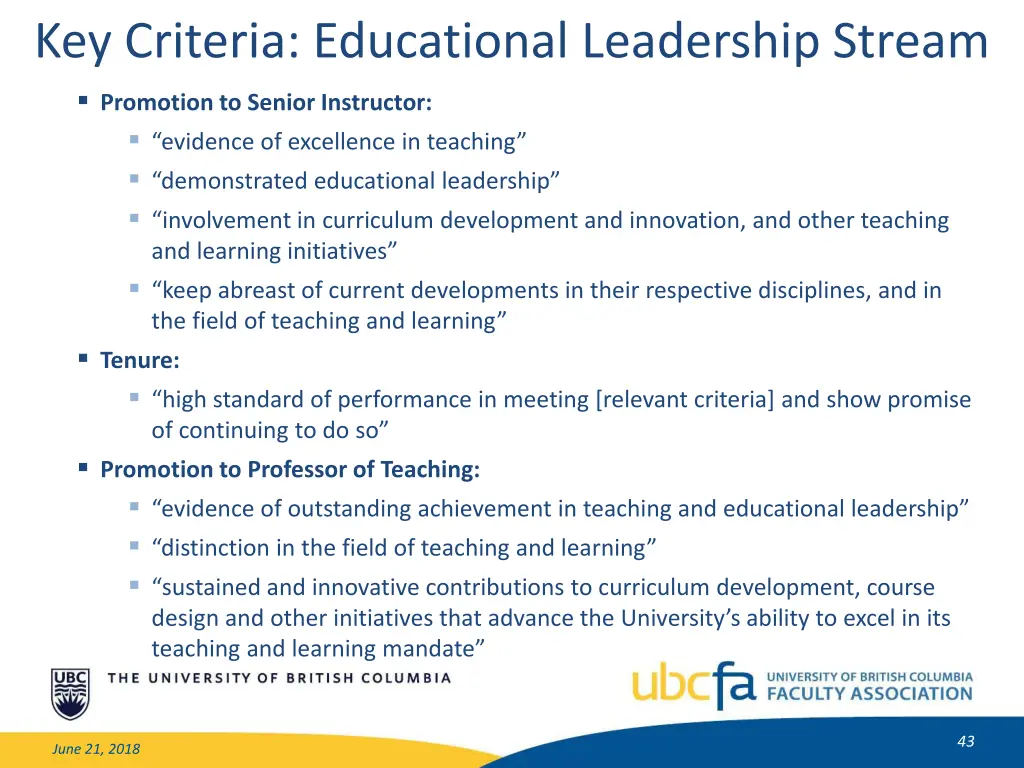 key criteria educational leadership stream