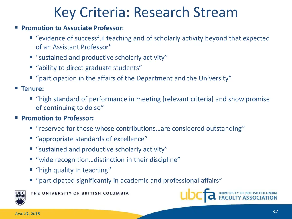 key criteria research stream promotion