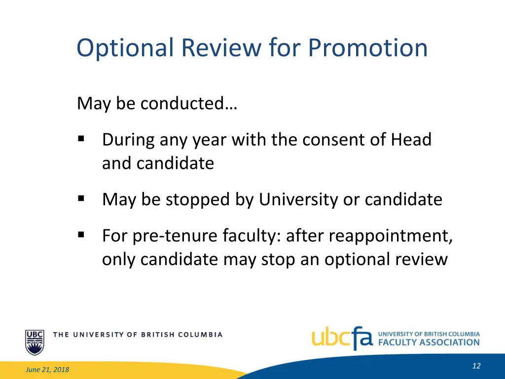 optional review for promotion