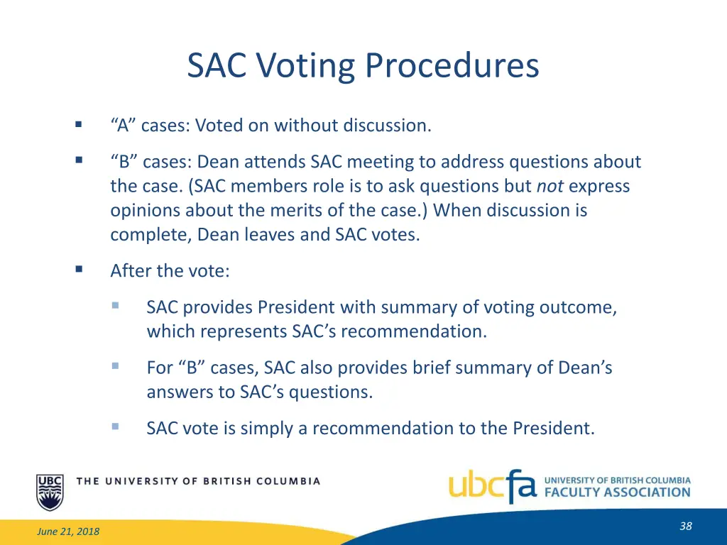 sac voting procedures