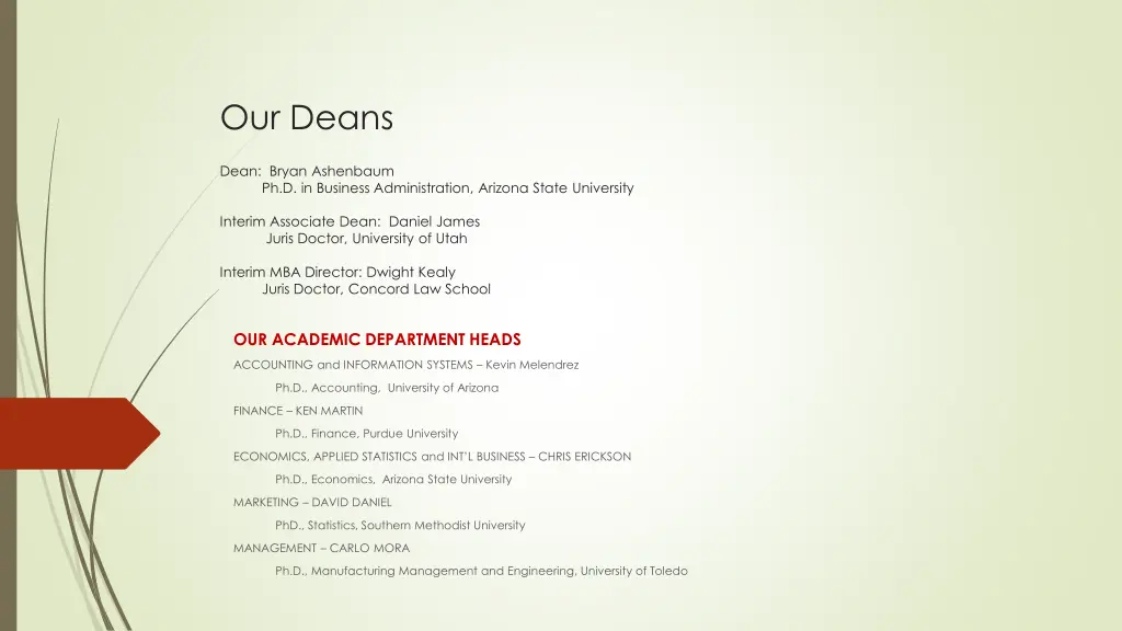 our deans