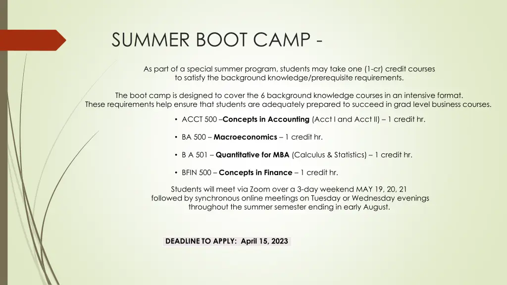 summer boot camp