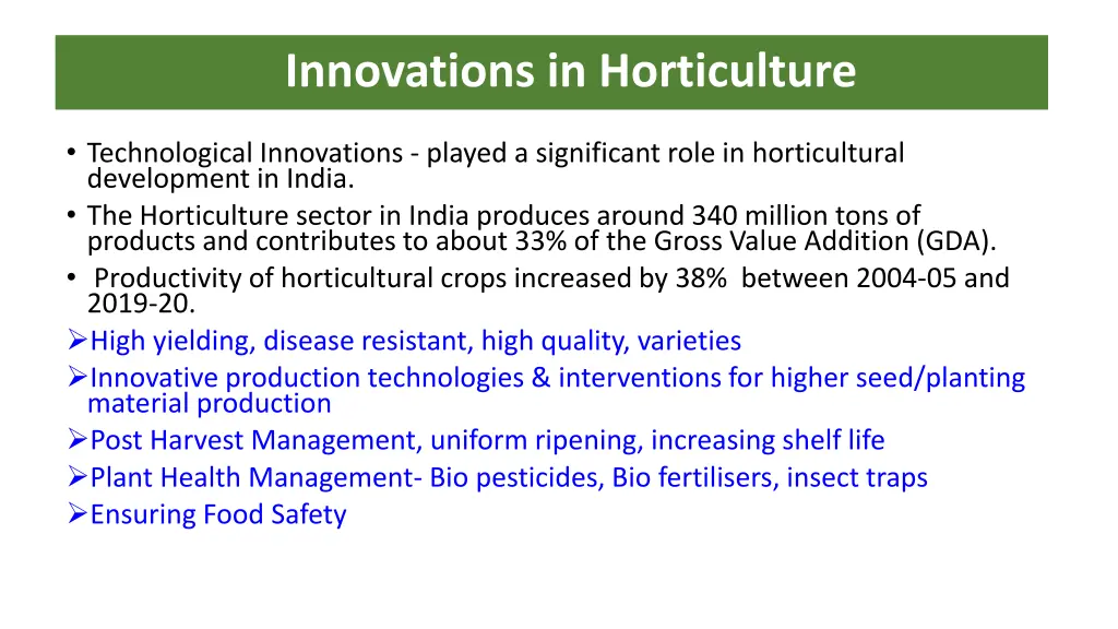 innovations in horticulture