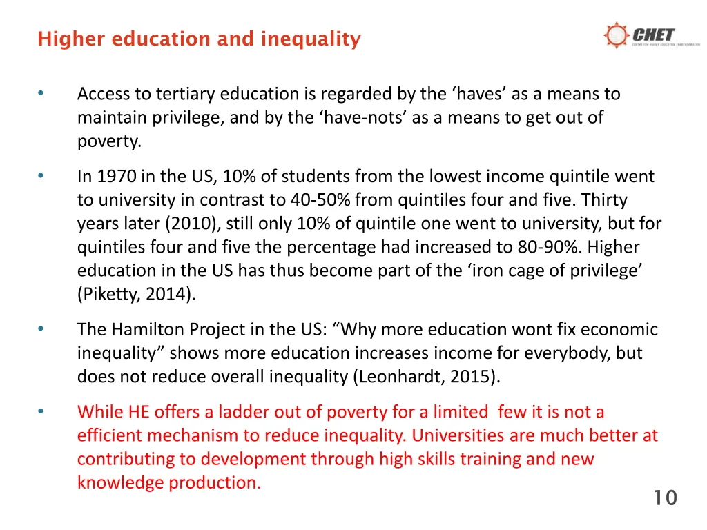 higher education and inequality
