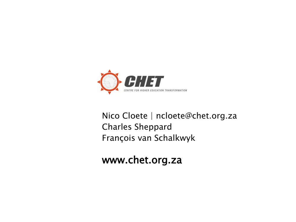 nico cloete ncloete@chet org za charles sheppard