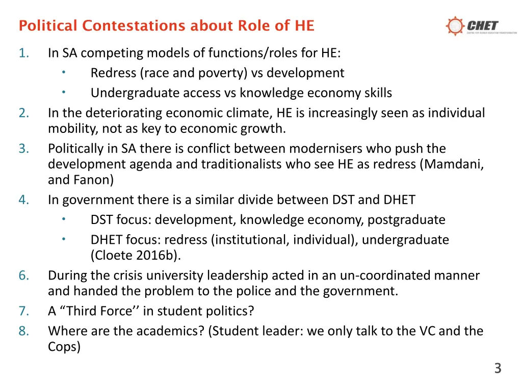 political contestations about role of he