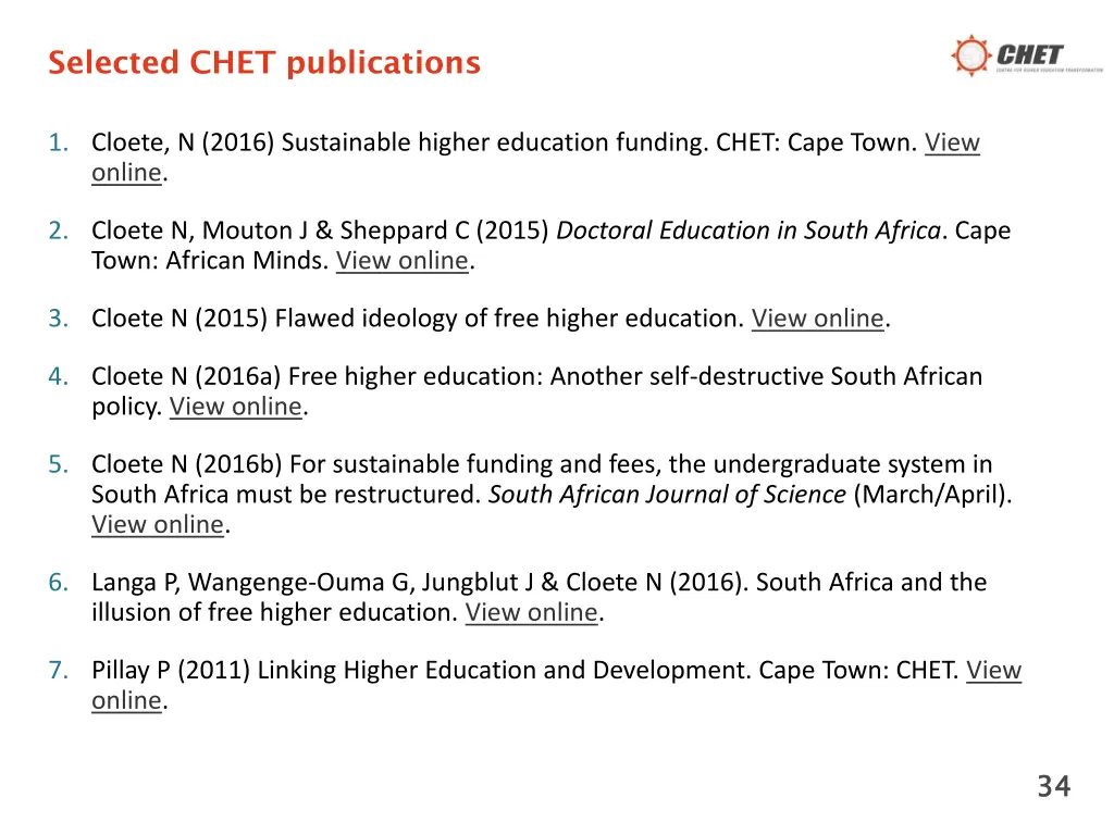 selected chet publications