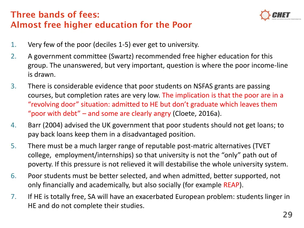 three bands of fees almost free higher education
