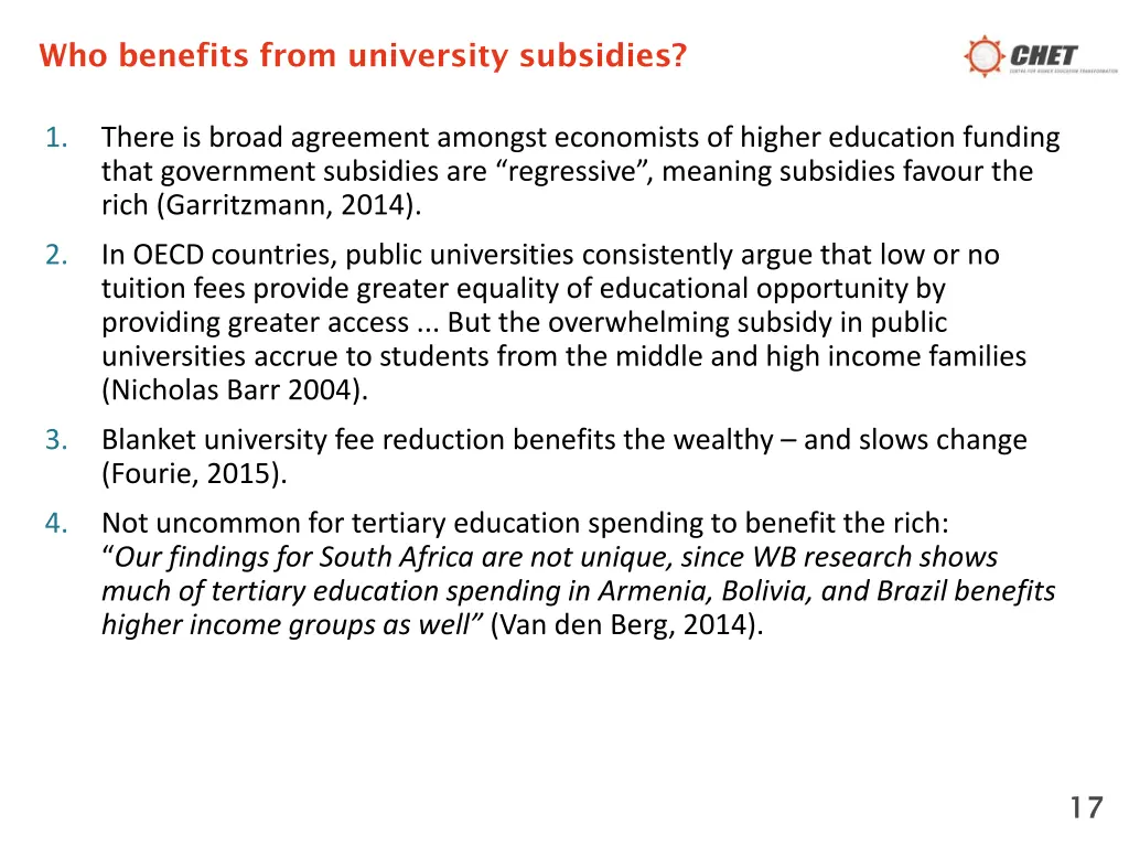 who benefits from university subsidies