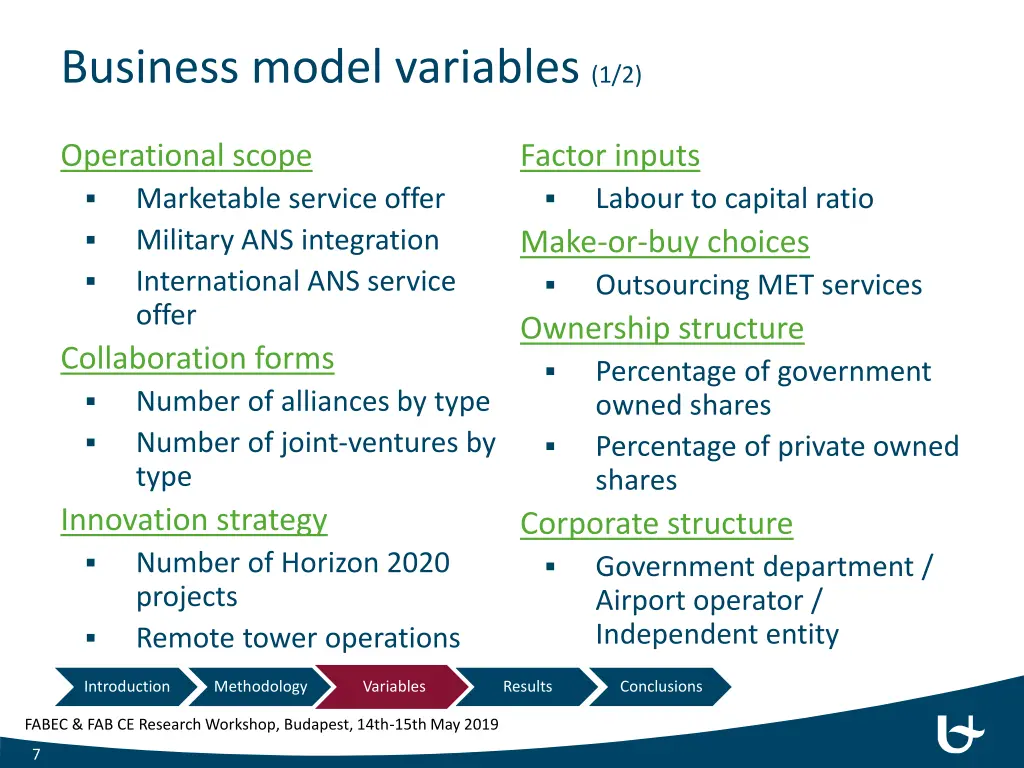 business model variables 1 2