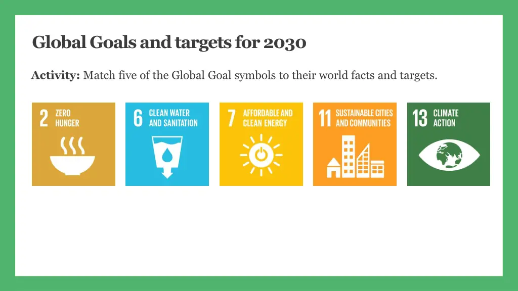 global goals and targets for 2030