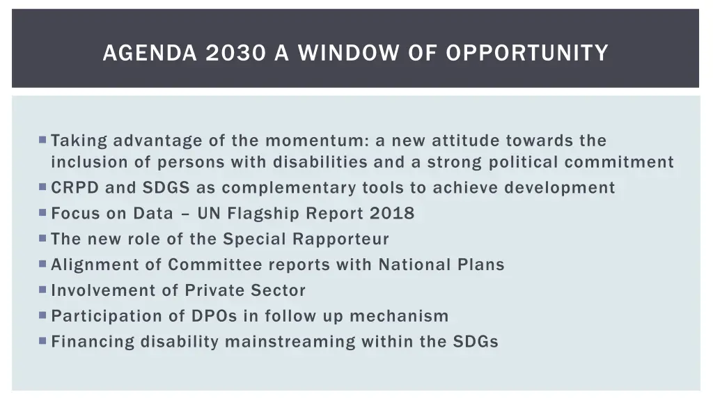 agenda 2030 a window of opportunity