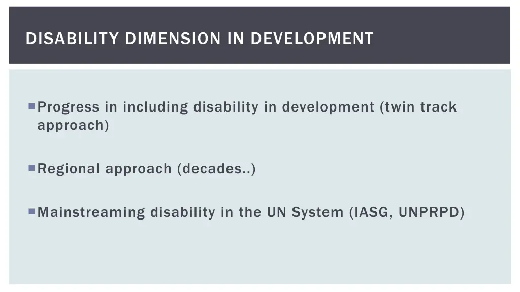 disability dimension in development