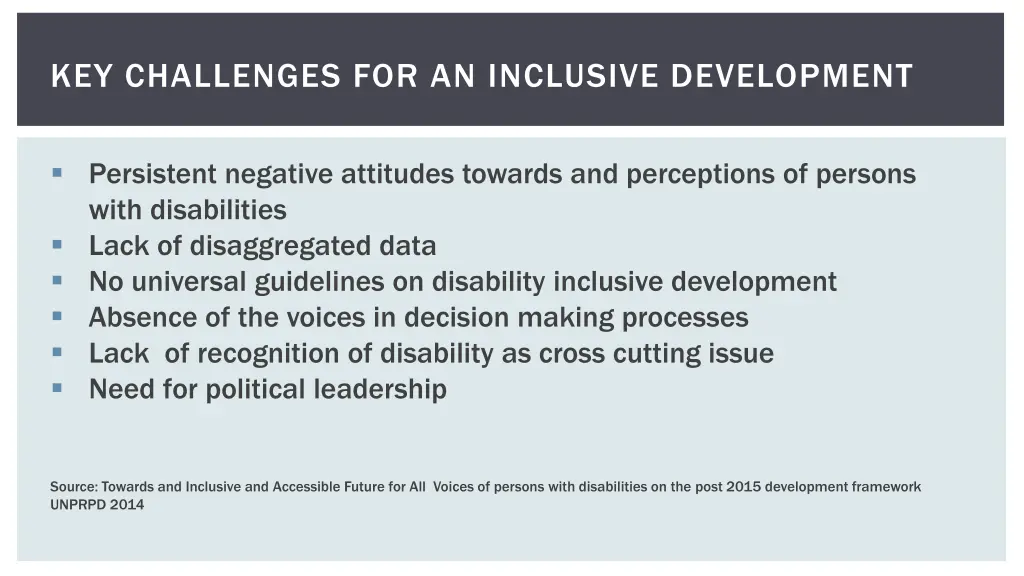 key challenges for an inclusive development