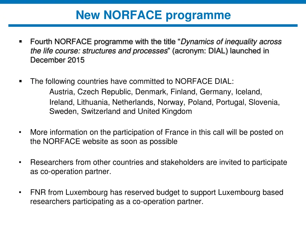 new norface programme