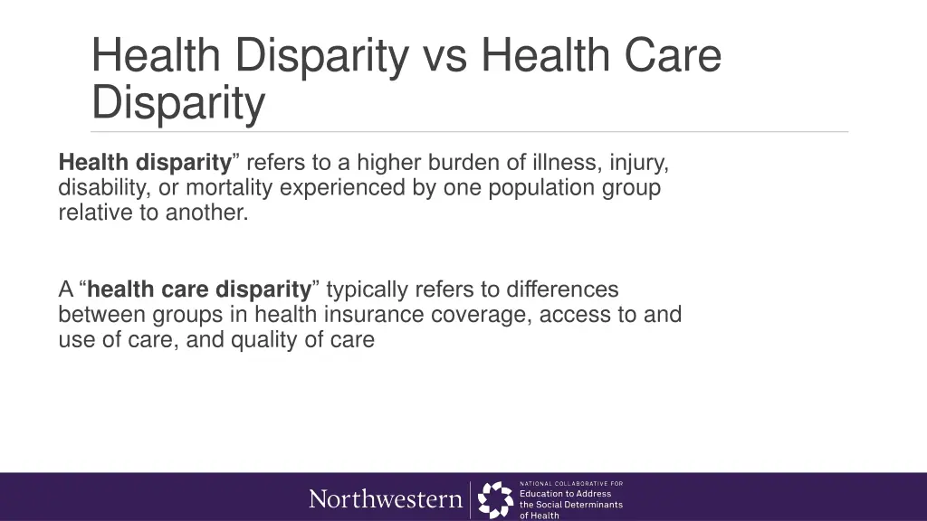 health disparity vs health care disparity