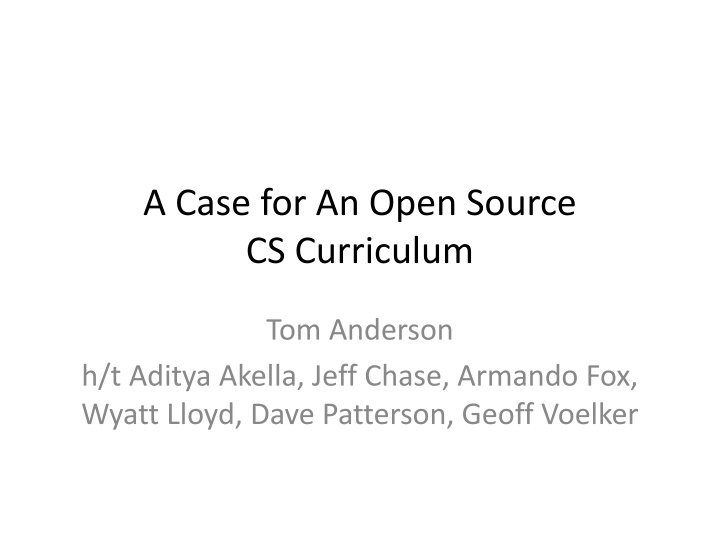 a case for an open source cs curriculum
