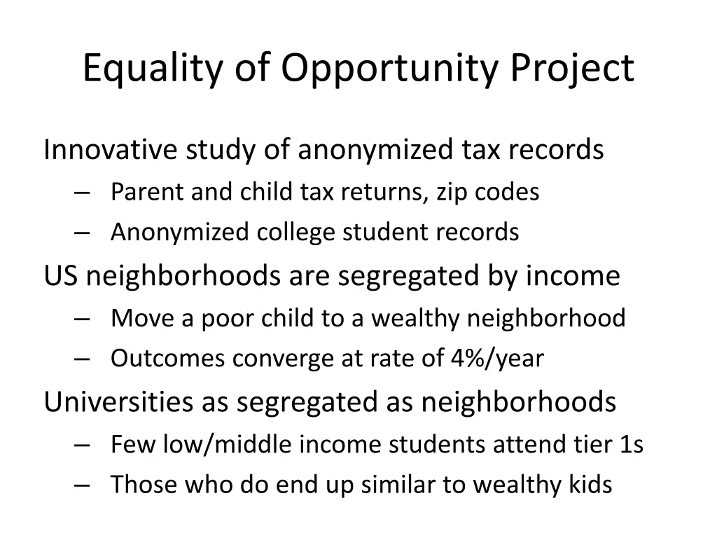 equality of opportunity project