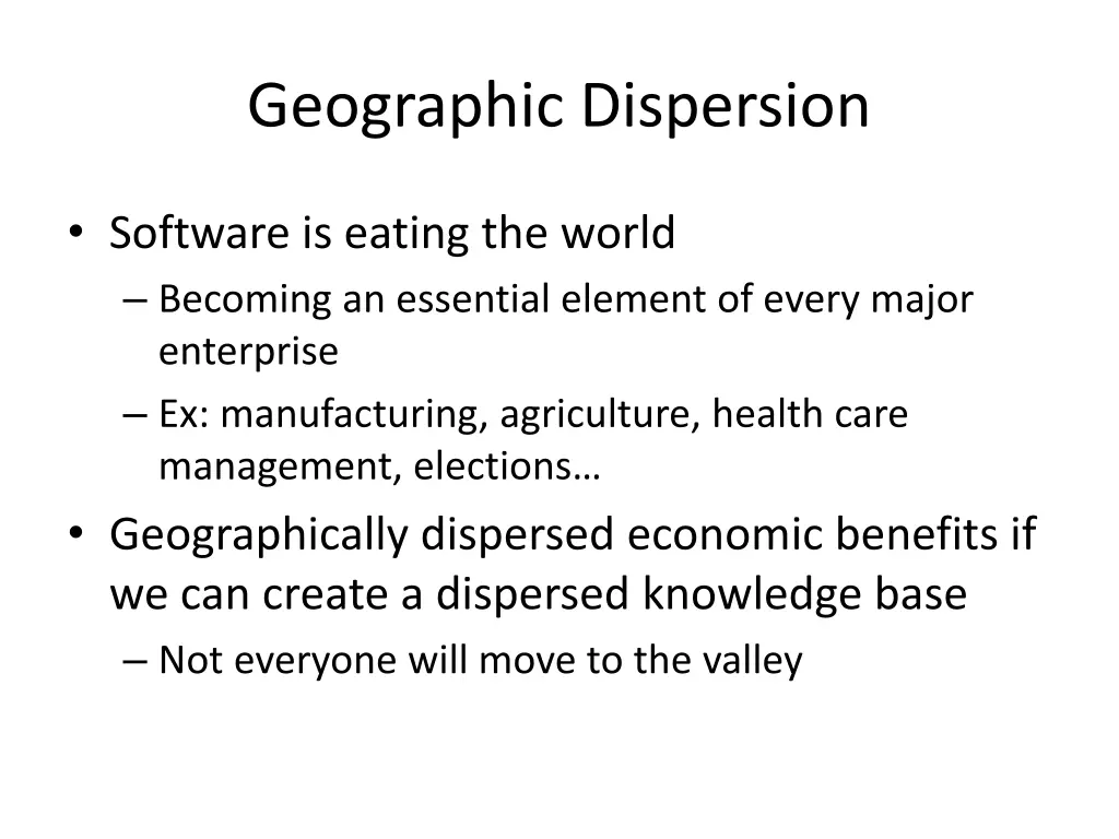 geographic dispersion