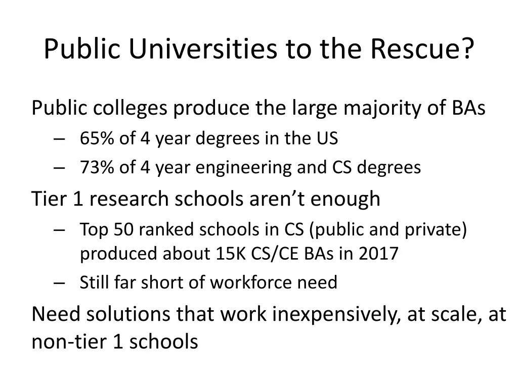 public universities to the rescue