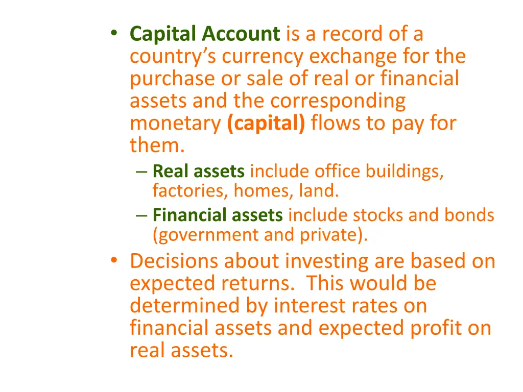 capital account is a record of a country