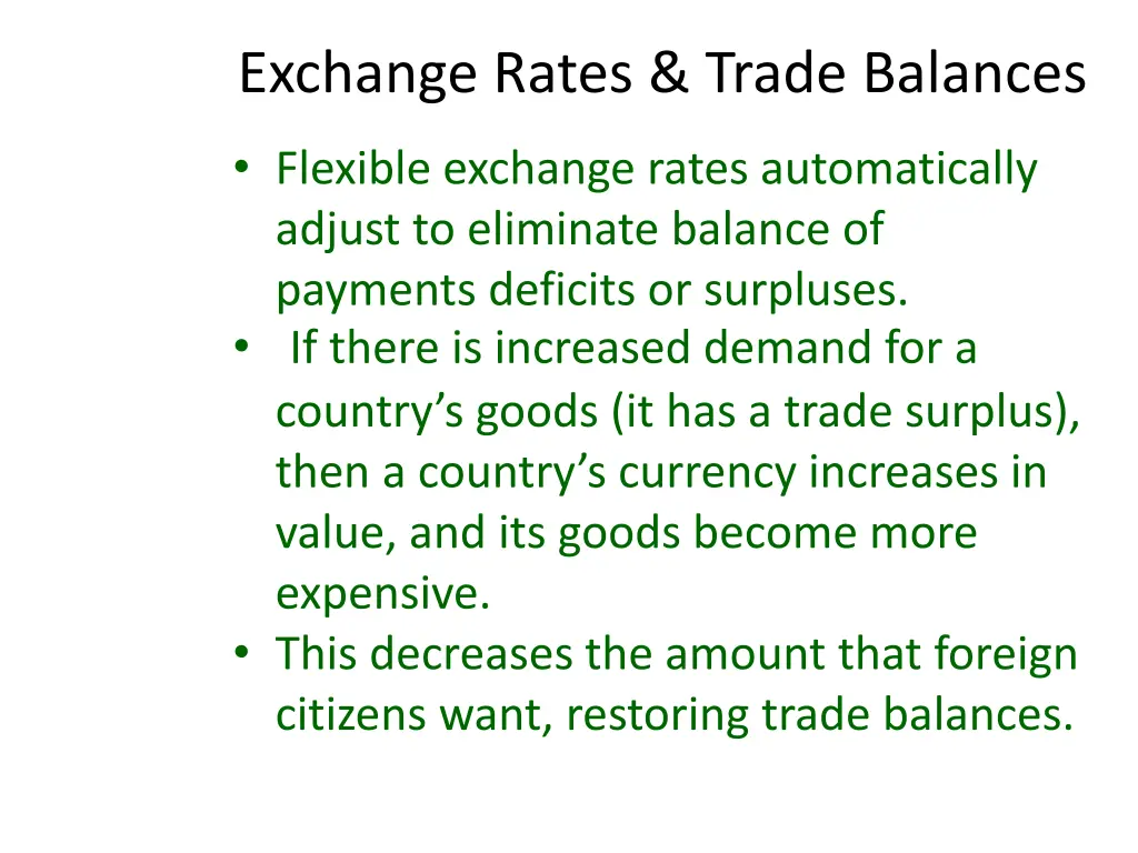 exchange rates trade balances