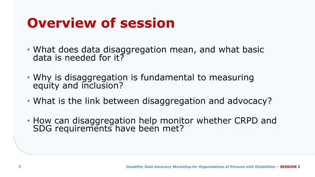 overview of session