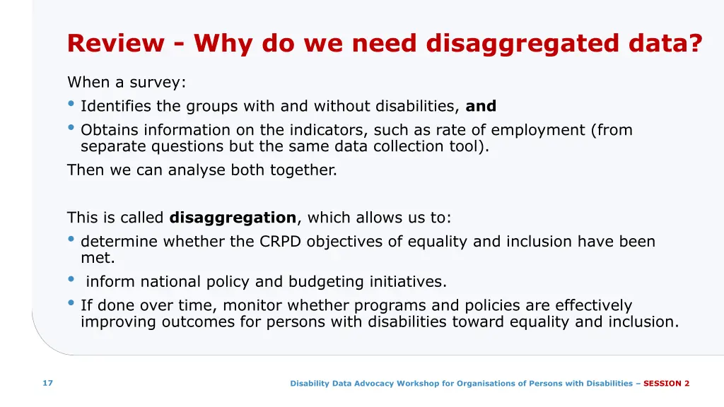 review why do we need disaggregated data