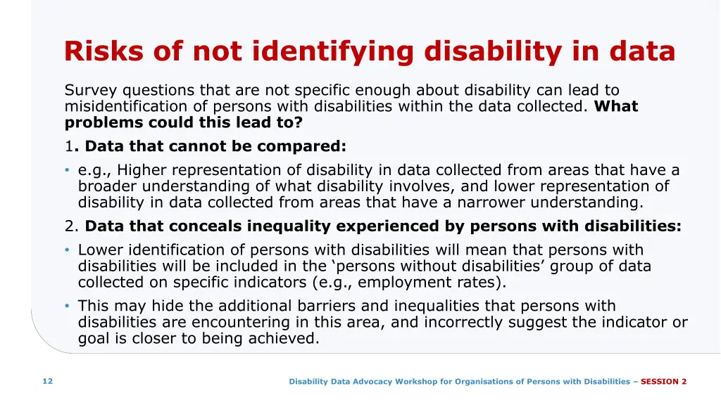 risks of not identifying disability in data