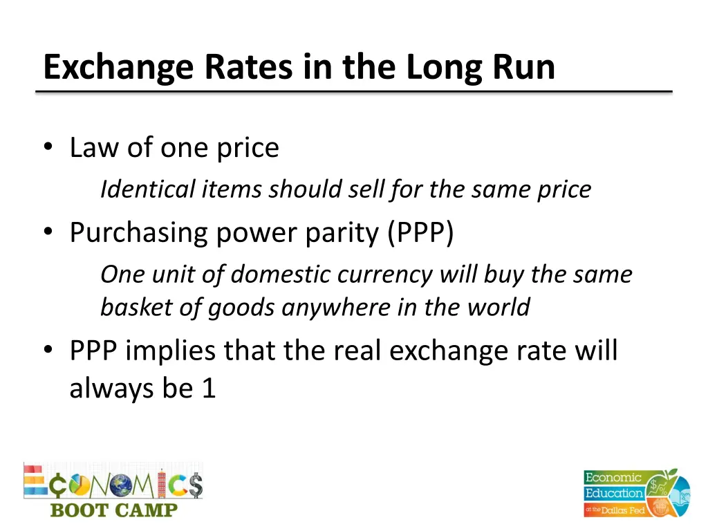 exchange rates in the long run