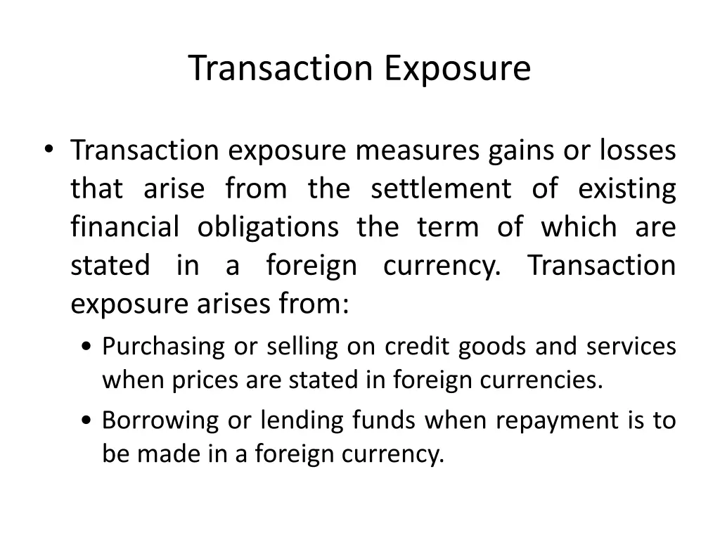 transaction exposure